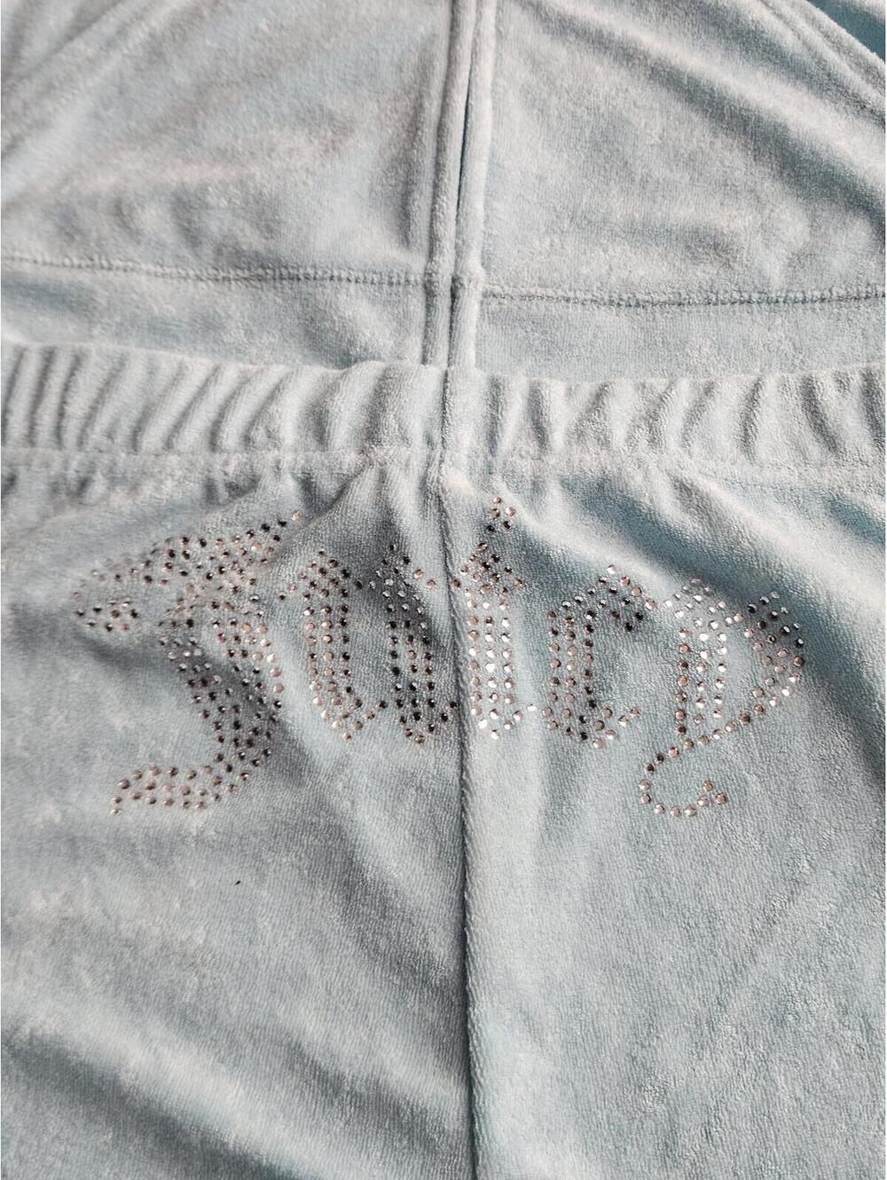 NWT Juicy Couture Crystal Blue Terry Cloth Tracksuit Rhinestone Set Size M E/17 - Picture 3 of 6